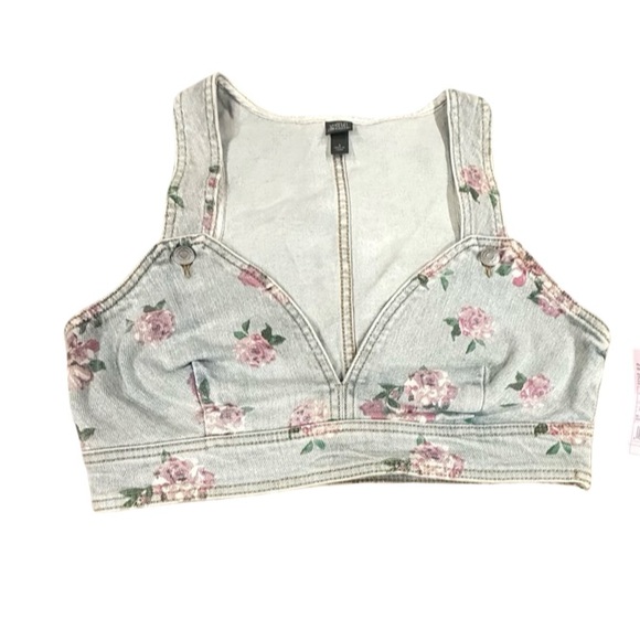 🧚‍♀️ **Wild Fable Floral Denim Crop Top – Size Small - Picture 1 of 10